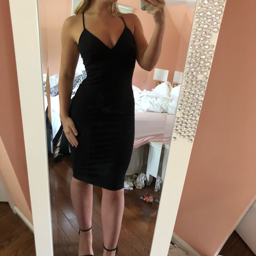 Mystique Boutique NYC black midi dress